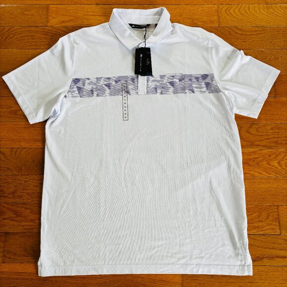 Travis Mathew Mens XL Bigger Boat Golf Polo Short Sleeve White Purple New NWT - Picture 1 of 6